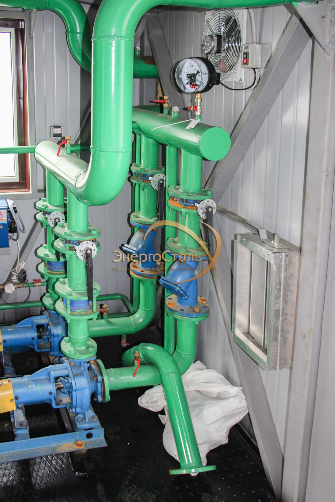 Вид фасада блочно-модульной котельной МКУ-1,26МВт на двух водогрейных котлах КВр-0,63МВт